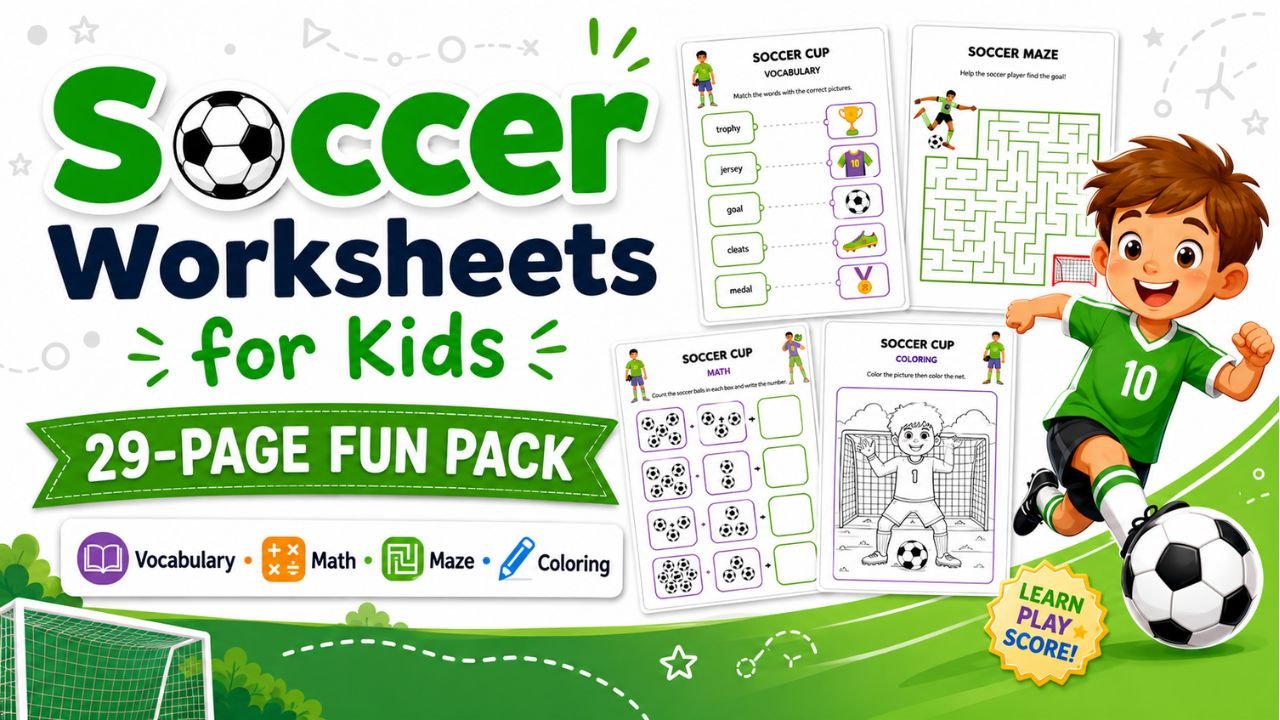 Printable soccer worksheets for kids - Ultimate Soccer Fun Pack